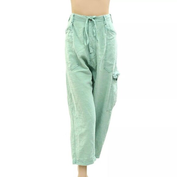 Free People Bay To Breakers Pants Low-Rise Slouchy Cargo Solid Cotton S 275659 - Picture 1 of 5